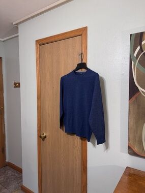 Dan John NWT Medium Solid Blue Long Sleeve Wool Blend Crewneck Sweater